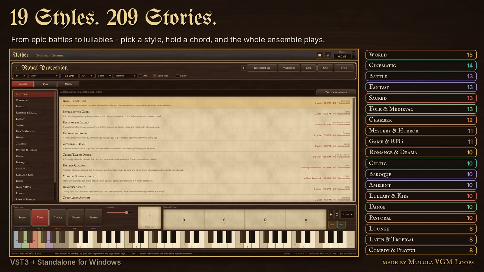 The full interface with the 19 styles